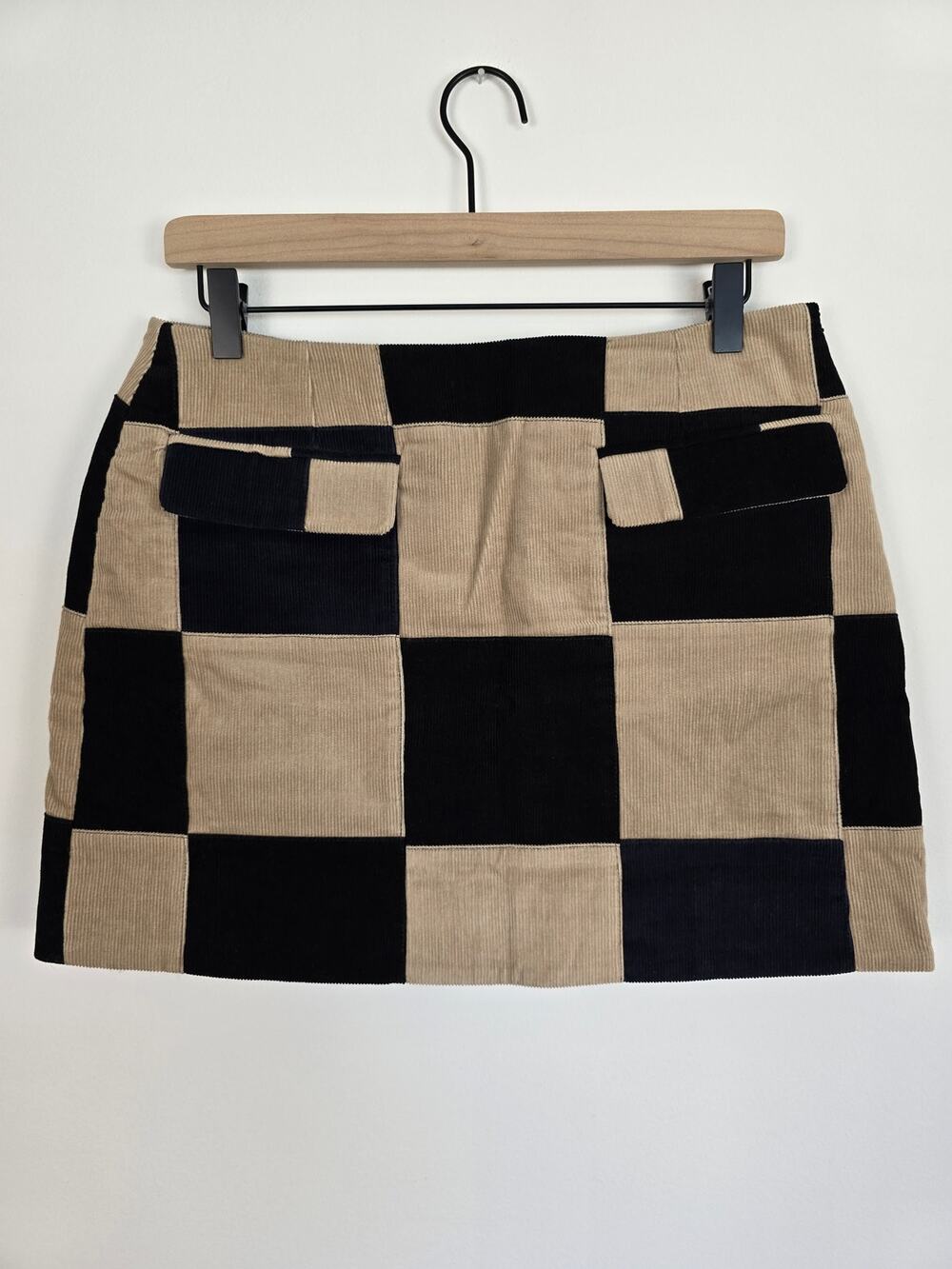 Rowing Blazers Patchwork Corduroy Mini Skirt Brown Black Size M